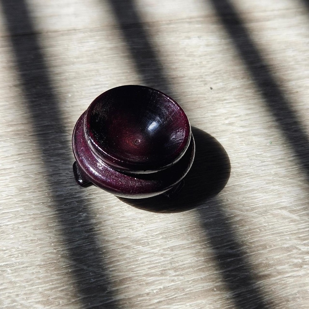 Small Dark Wood Sphere Stand Tripod Base Crystal Egg‎ Display Pedestal 1.25 Inch
